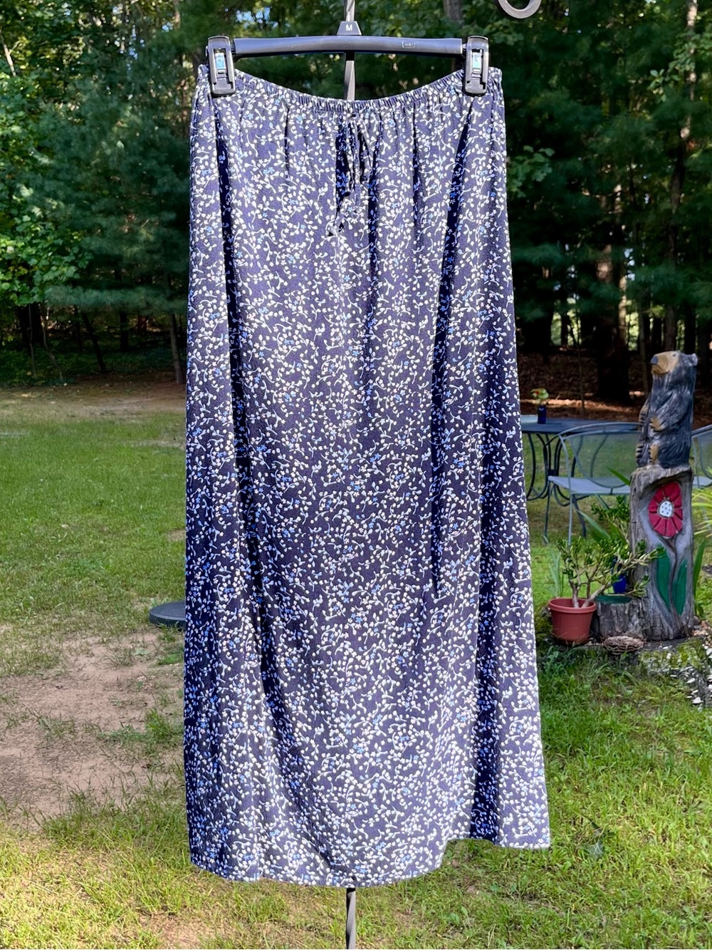 90s Vintage Studio Blue Floral Midi Skirt Size S Cottagecore Whimsigoth Retro